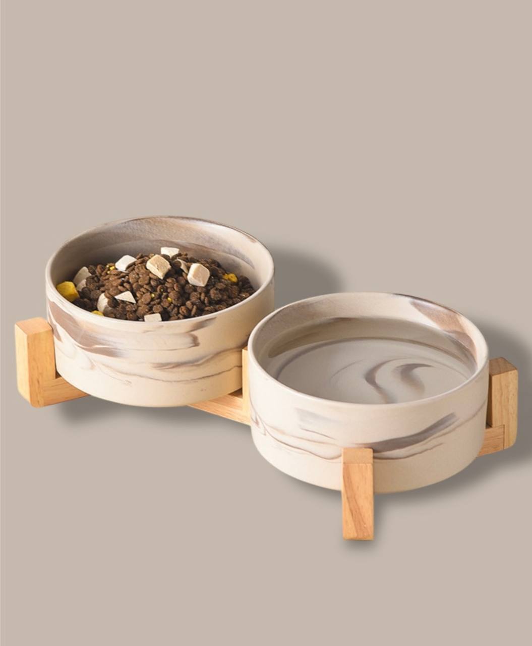 Marble Ceramic Bowl with Stand for Cats and Dogs