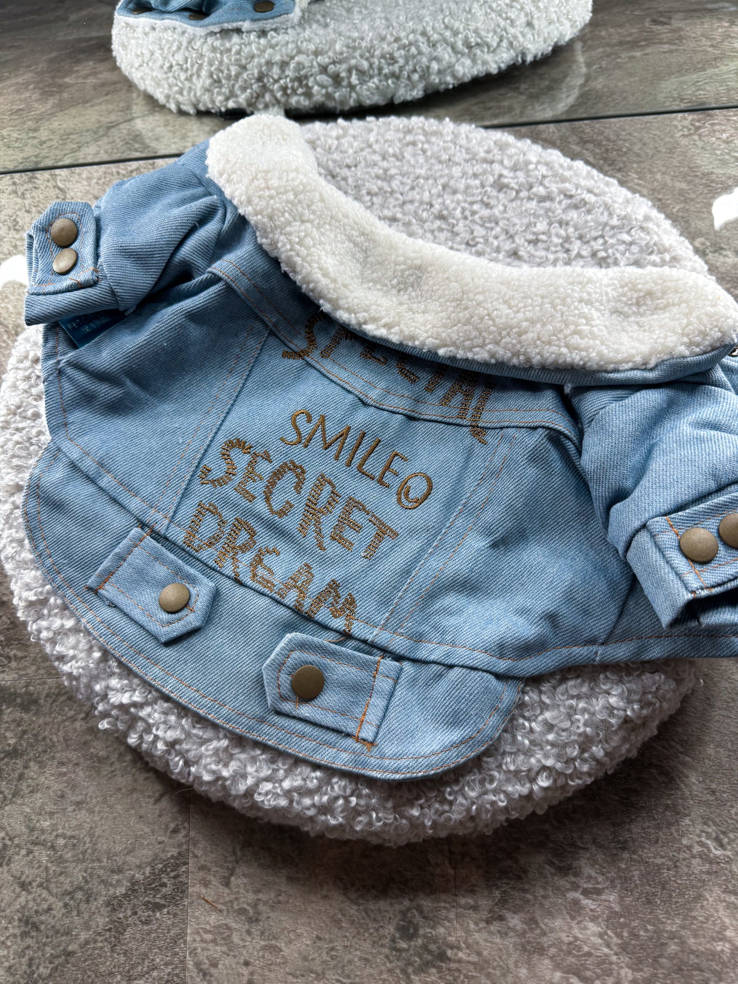 A denim jacket with a warm faux fur lining